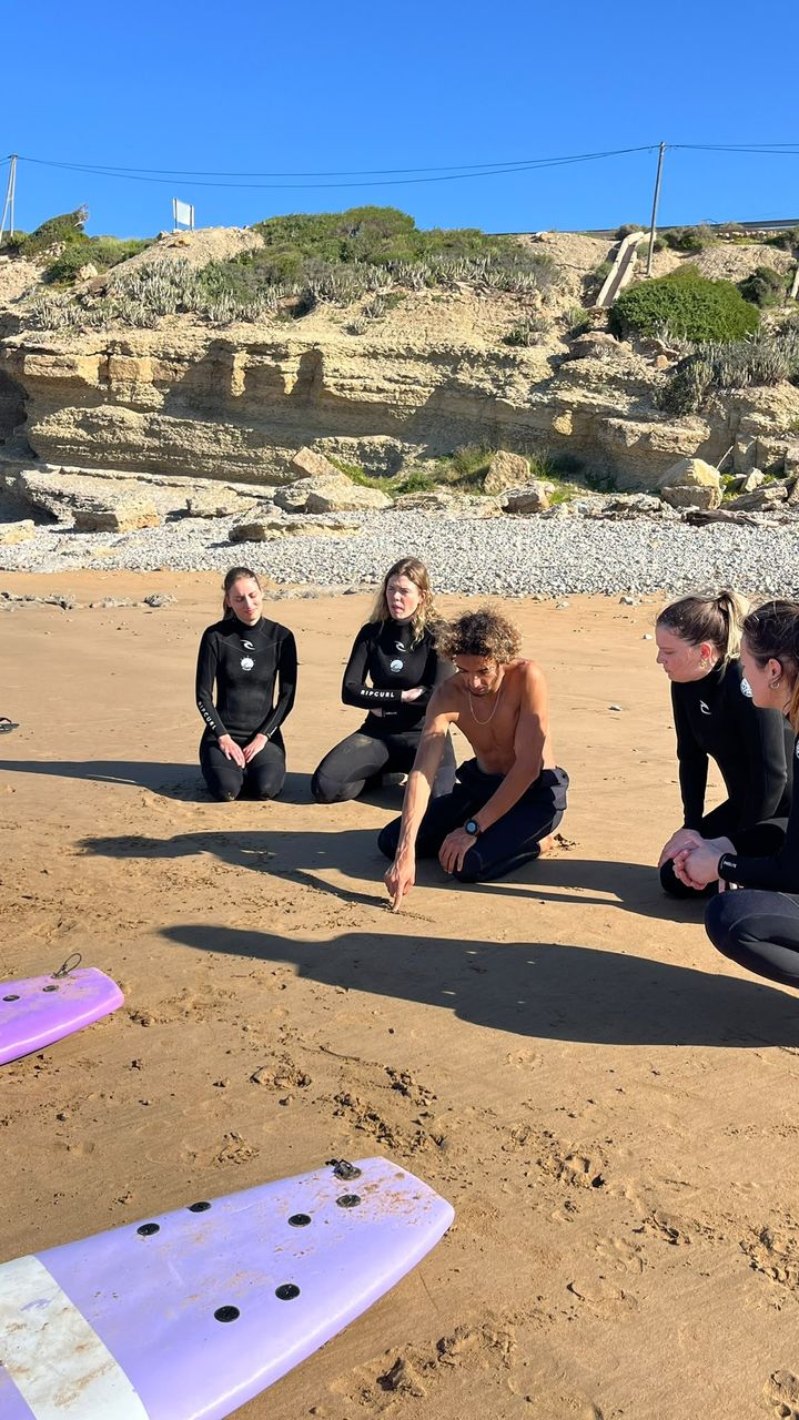 Theory session on the beach