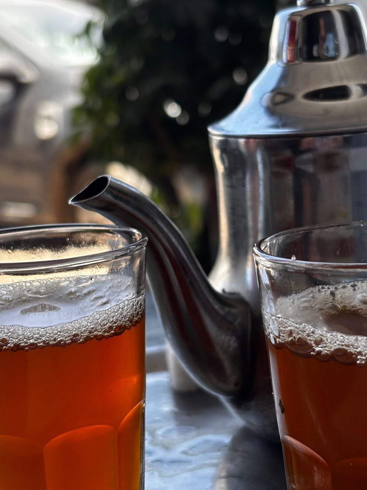 Moroccan mint tea poured after a session